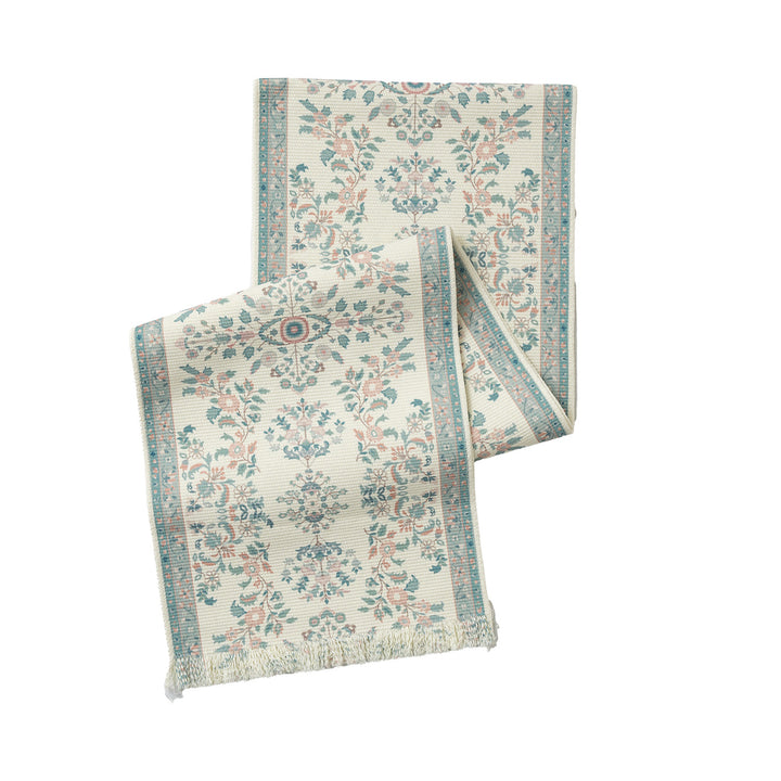 Gewebter Läufer mit vintage‑orientalischem Blumenmuster und Fransen