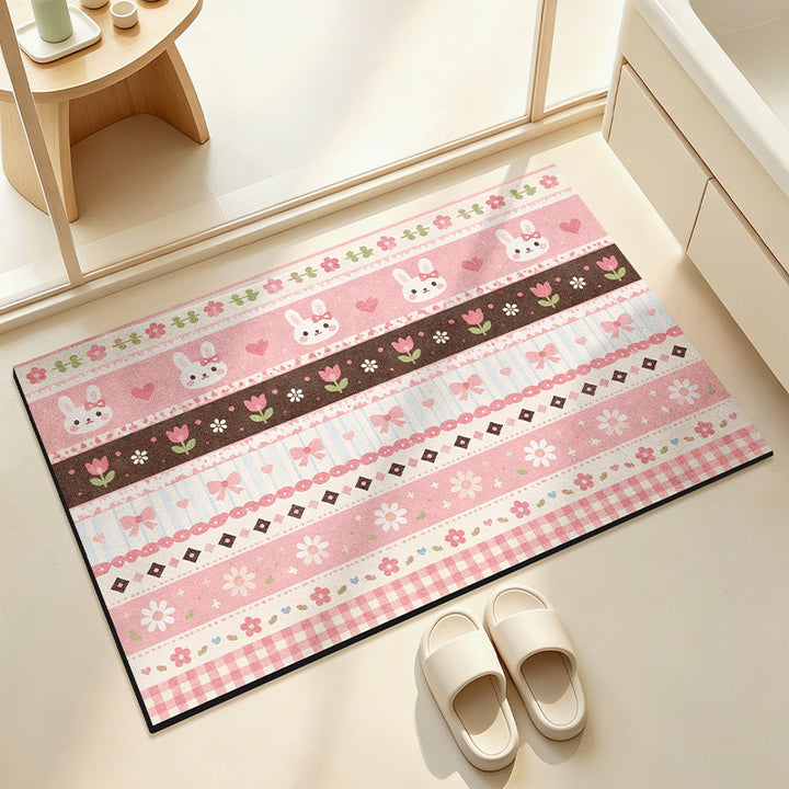 Weicher floral gemusterter Badezimmerteppich
