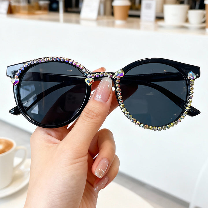 Kristallverzierte Katzenaugen-Sonnenbrille Karnz