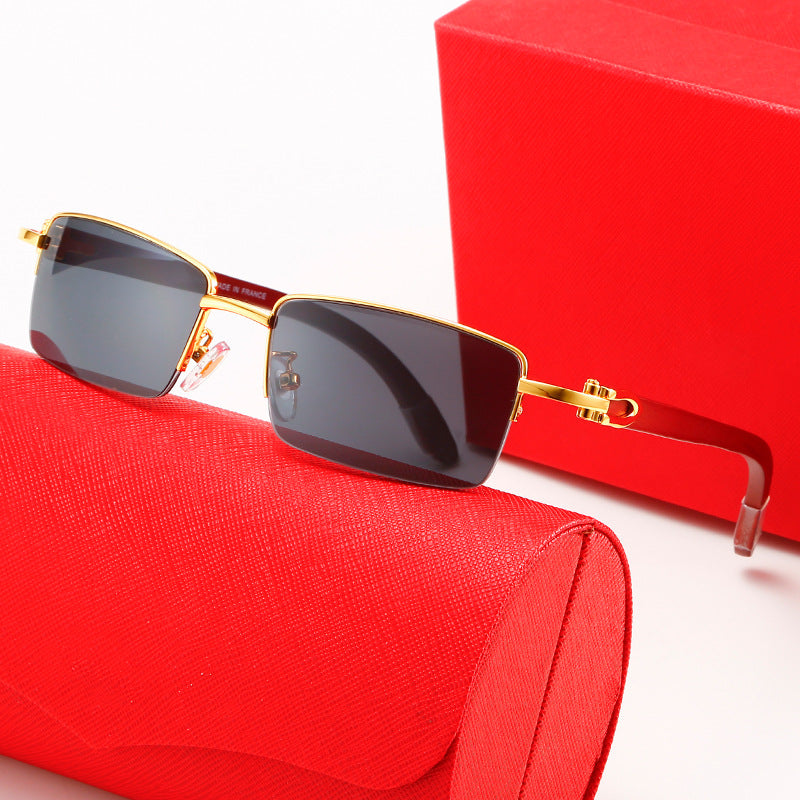 Damen moderne quadratische Sonnenbrille mit luxuriösem Metallrahmen Karnz