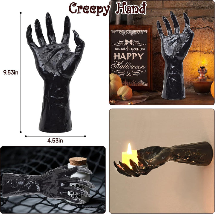 Wandkerzenhalter in realistisch geformter Hand aus Resin