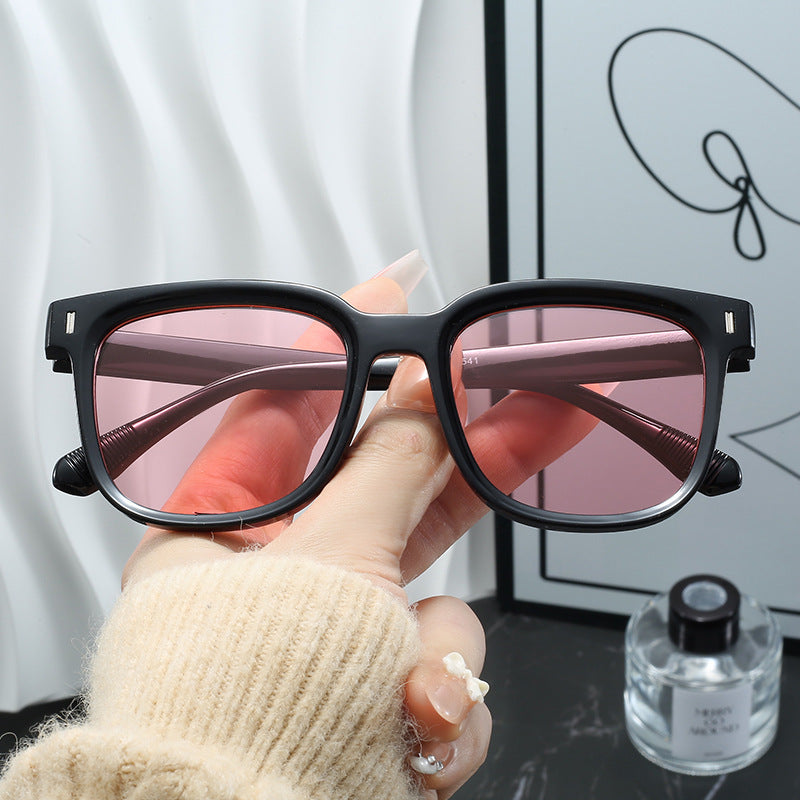 Damen Modische quadratische Sonnenbrille mit transparentem Rahmen Karnz