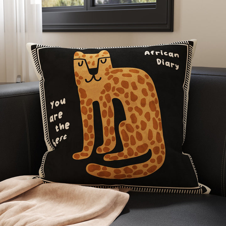 Decorative Patchwork Velvet Throw Pillow Cover with Asian-Inspired Scenic Panels and Metallic Gold Accents