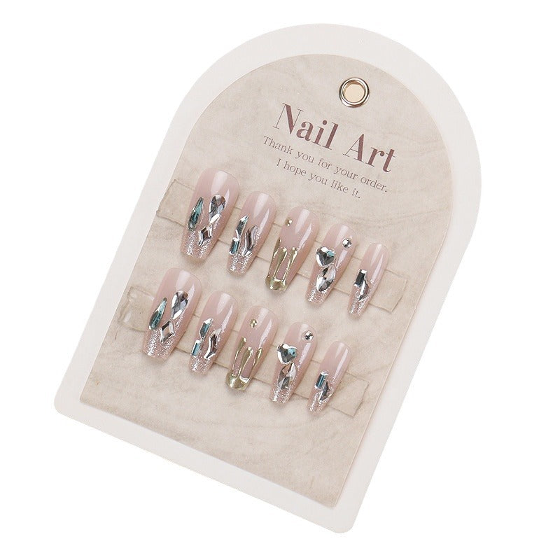 Dekorative mit Rhinestones verzierte Press-On Nagelkunst Karnz