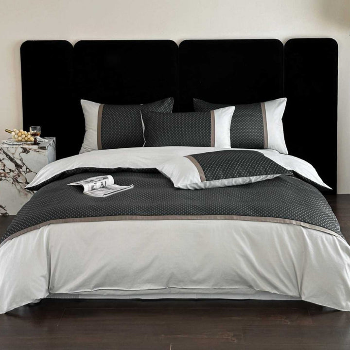 Hotel-Style Geb brushed Baumwolle Bettbezug Set mit strukturiertem Stepppanel und kontrastierendem Rand