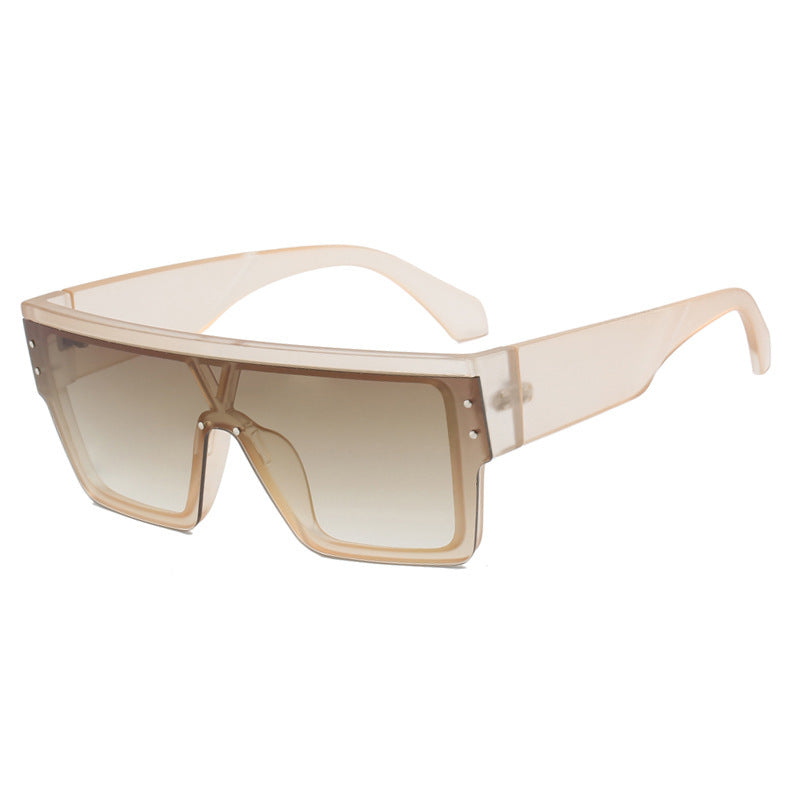 Damen futuristische Oversized-Sonnenbrille mit klaren Gläsern Karnz