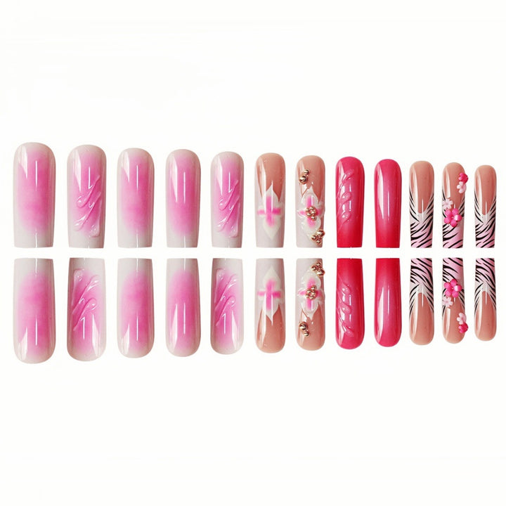 Floral Acryl Press-On Nail Art Extensions Karnz