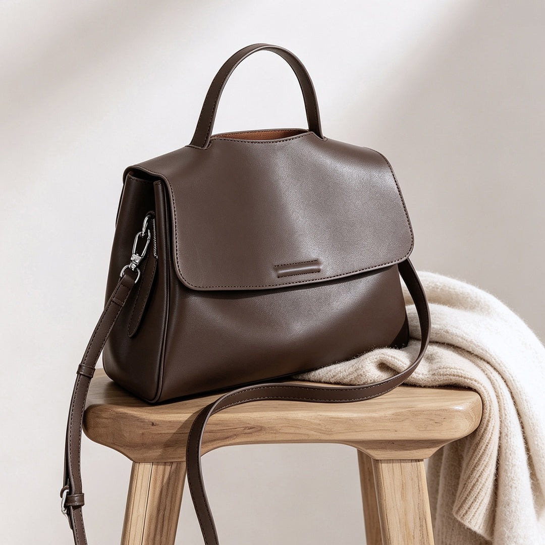 Strukturierte Top-Handle Klapp-Tasche mit abnehmbarem Crossbody-Tragegurt