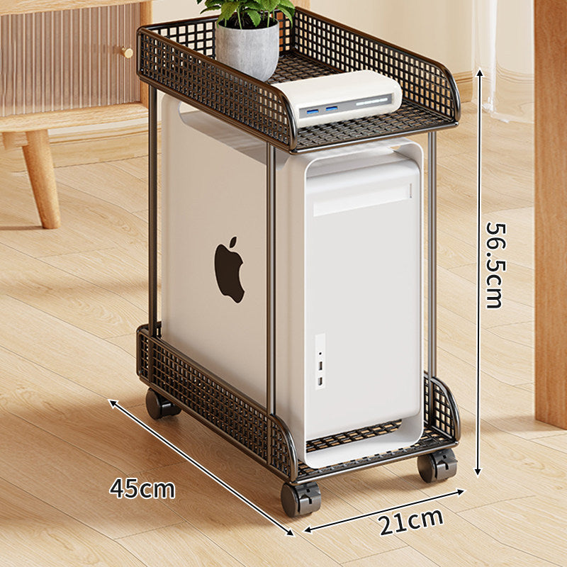 Untertisch-Roll-PC-Tower-Ständer mit Netzablage und verriegelbaren Rollen