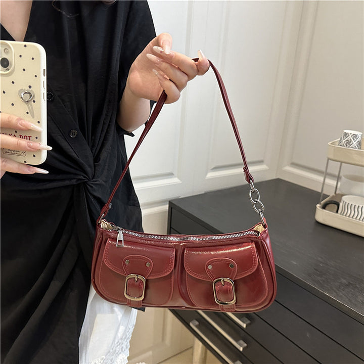 Stilvolle Schultertasche mit doppeltem Taschen Karnz