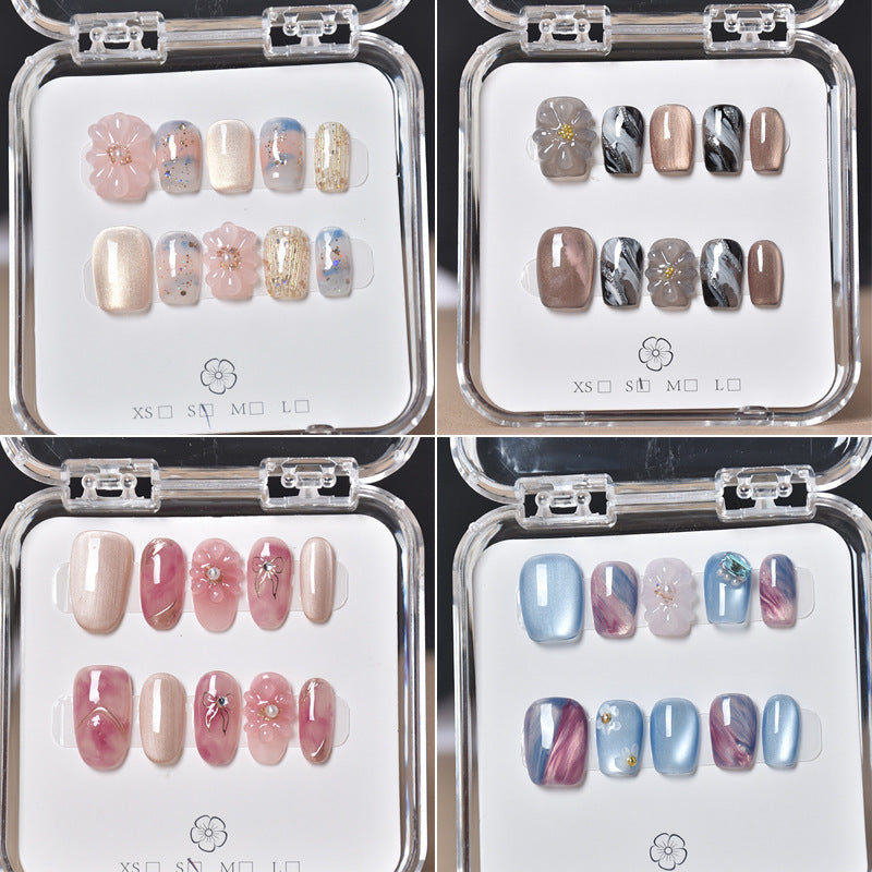 Dekorativer Floral Press-On Nagelset Karnz