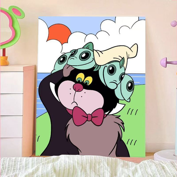 Verspielt Cartoon Katze Wandkunst Karnz