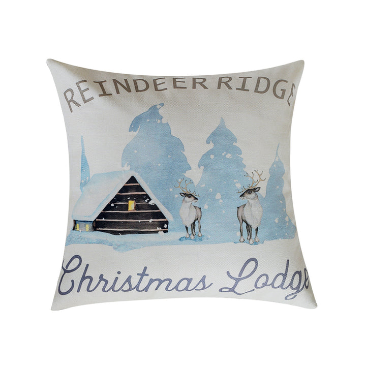 Quadratischer Weihnachts-Kissenbezug mit Rudolph-Druck und Baumwoll-Leinen-Optik Karnz