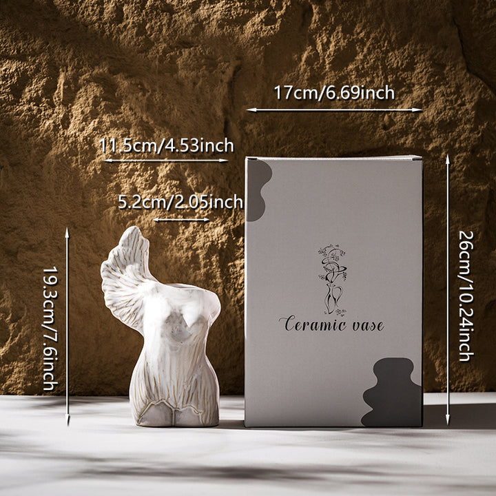 Handgeschnitzte Geflochtene Weibliche Torso Dekorative Keramische Knospenvase