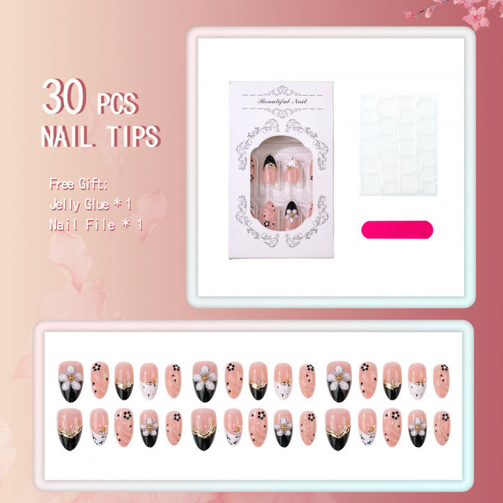 Künstlerisches florales Akzentpress-on-Nagelset