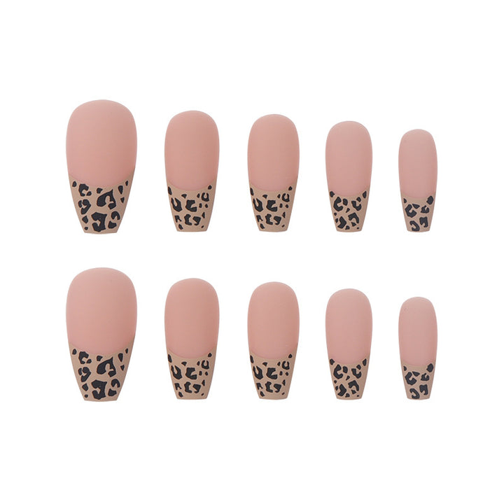 Leopard Print French Tip Press-On Nails Karnz