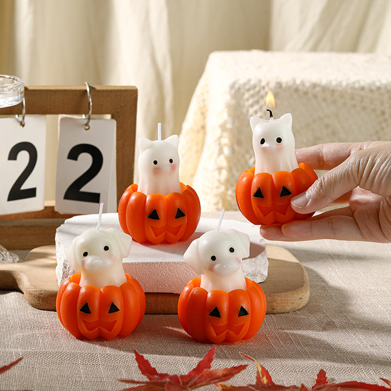 Neuheit Halloween Welpe-in-Kürbis dekorative Wachskerze
