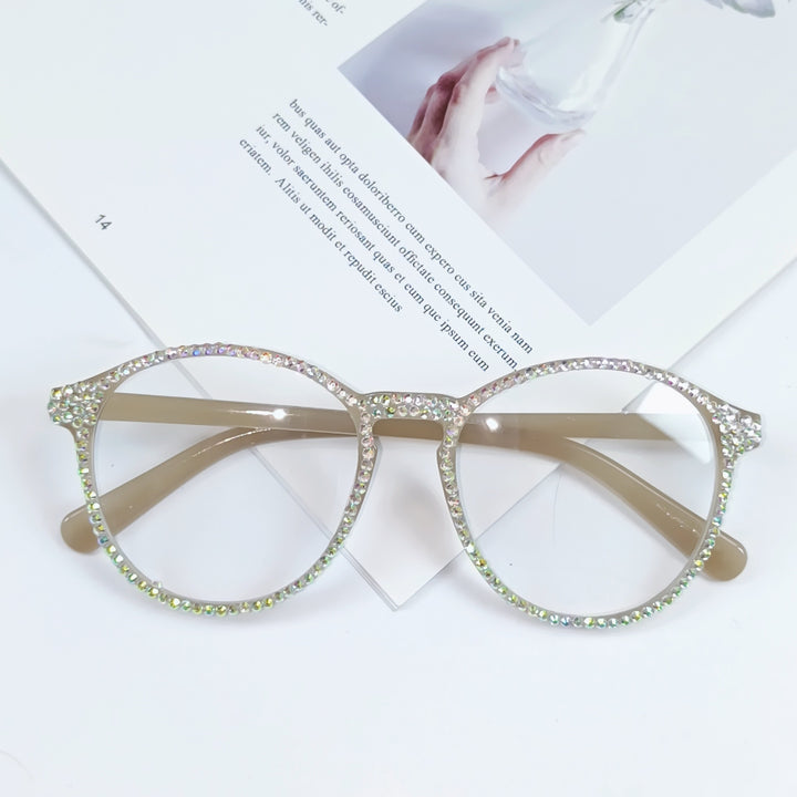 Damen Stylische Katzenaugen-Brille mit funkelndem Strassbesatz Karnz