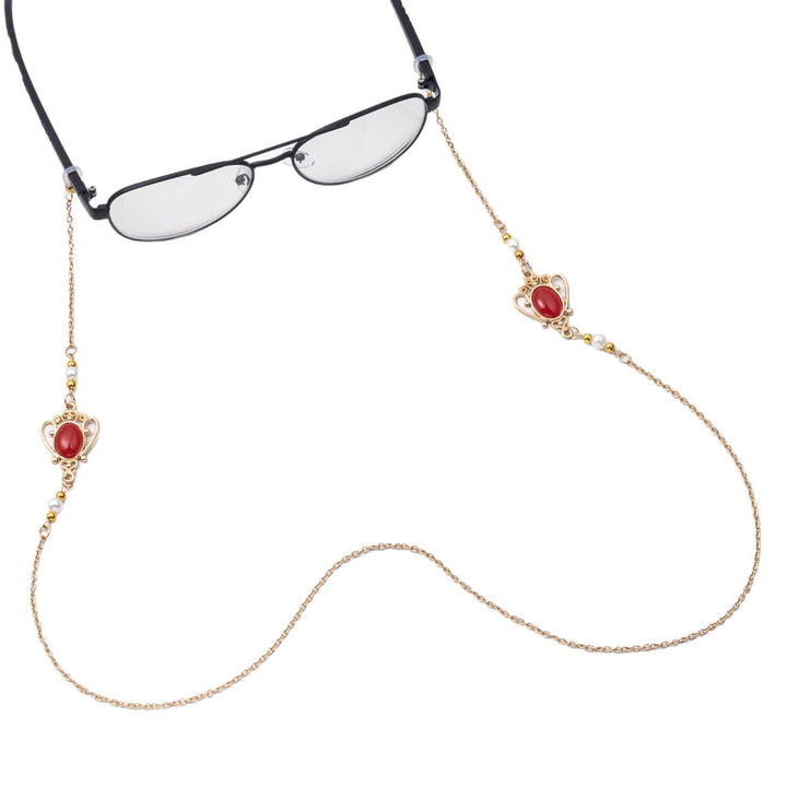 Elegante Brillen Kette mit dekorativen Edelsteinen Karnz