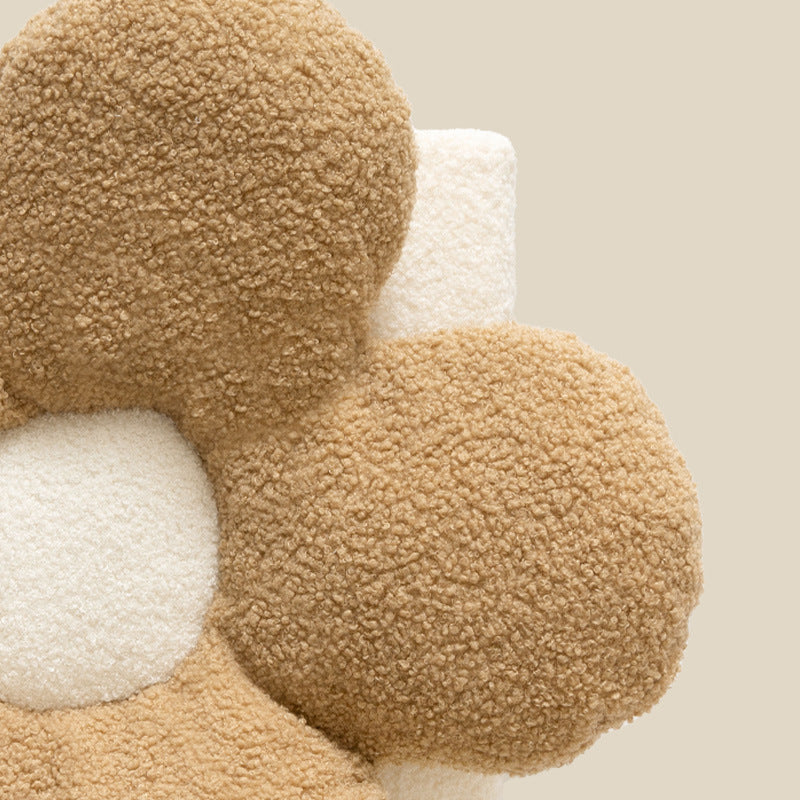 Ergonomisches Blüten‑Sitzkissen aus Bouclé‑Teddy für Stuhl und Hocker