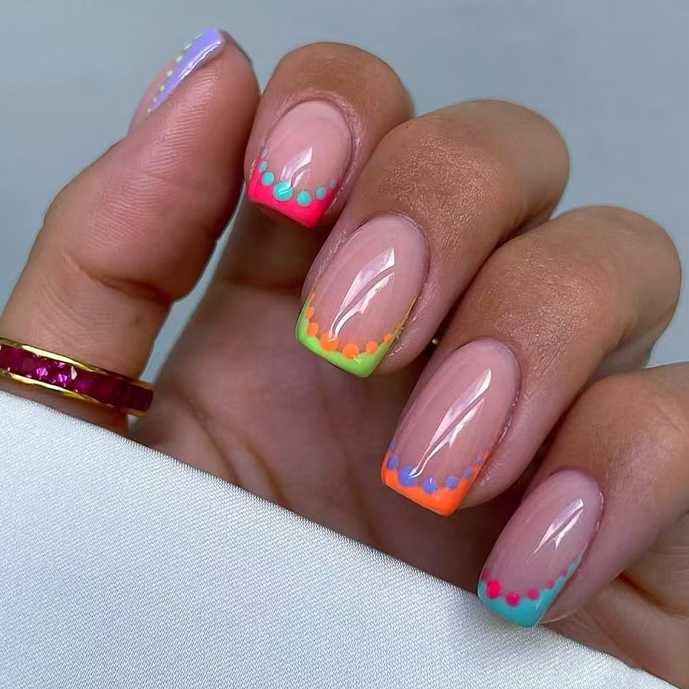 Bunt Punkt Design Nagelkunst Karnz