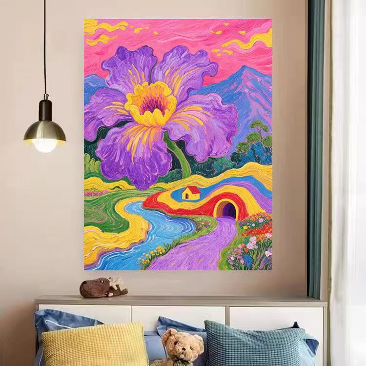 Lebendiger floral Landschaft Leinwanddruck Karnz