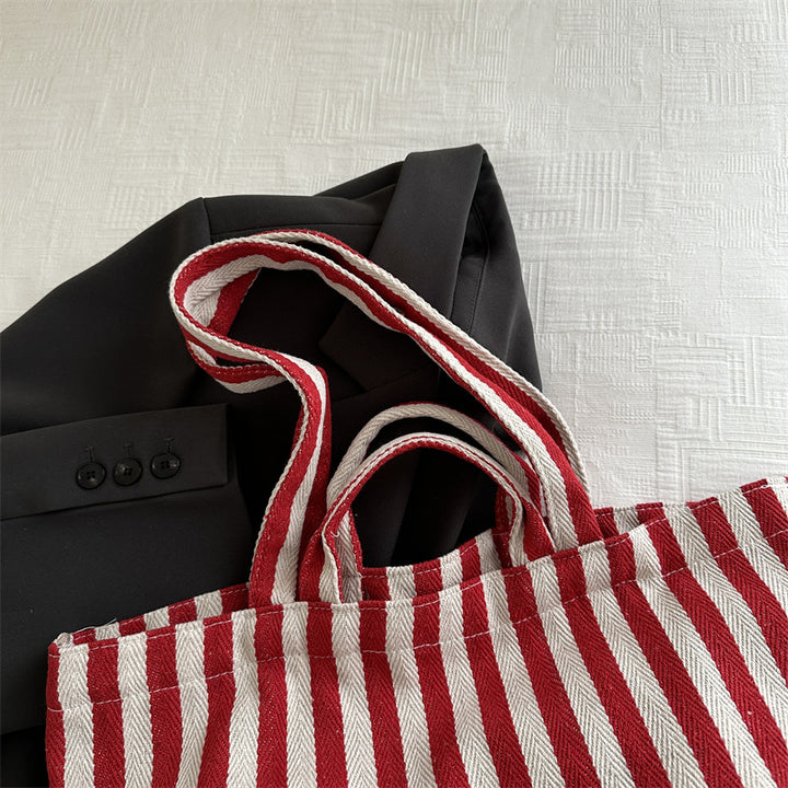 Langlebige gestreifte Canvas Strandtasche