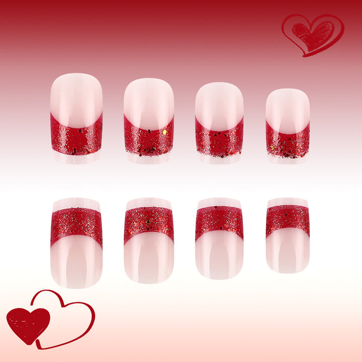 Romantisches Glitzer Press-On Nagelkunst Set Karnz