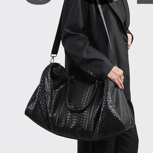 Premium gewebte Leder Wochenend-Duffel-Tasche Karnz