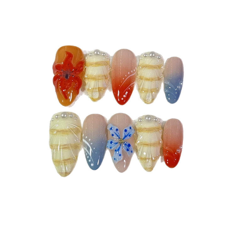 Künstlerisches Floral Press-On Nagelset  1791772879