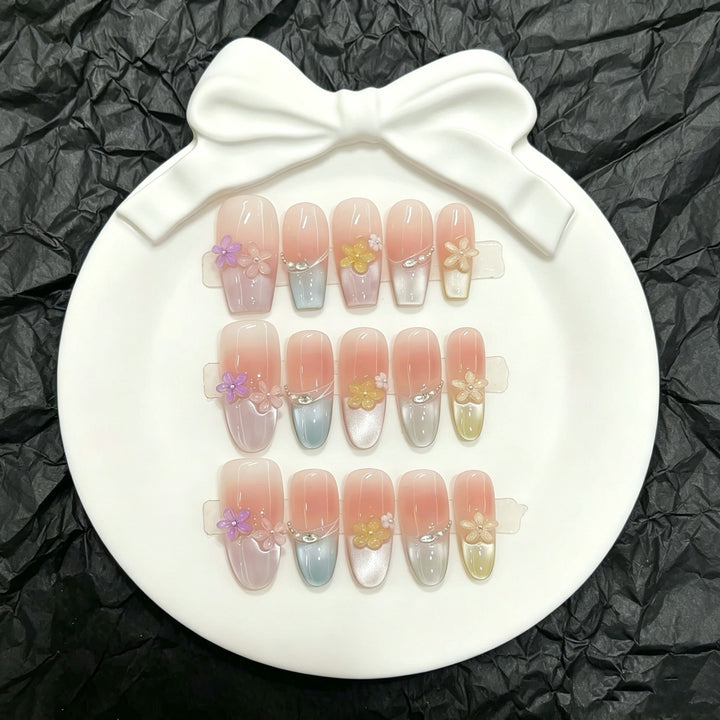 Floral Accent Ombre Press-On Nagelkunst Set