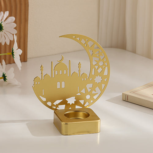 Dekorativer Halbmond Moschee Metall Teelichthalter Karnz