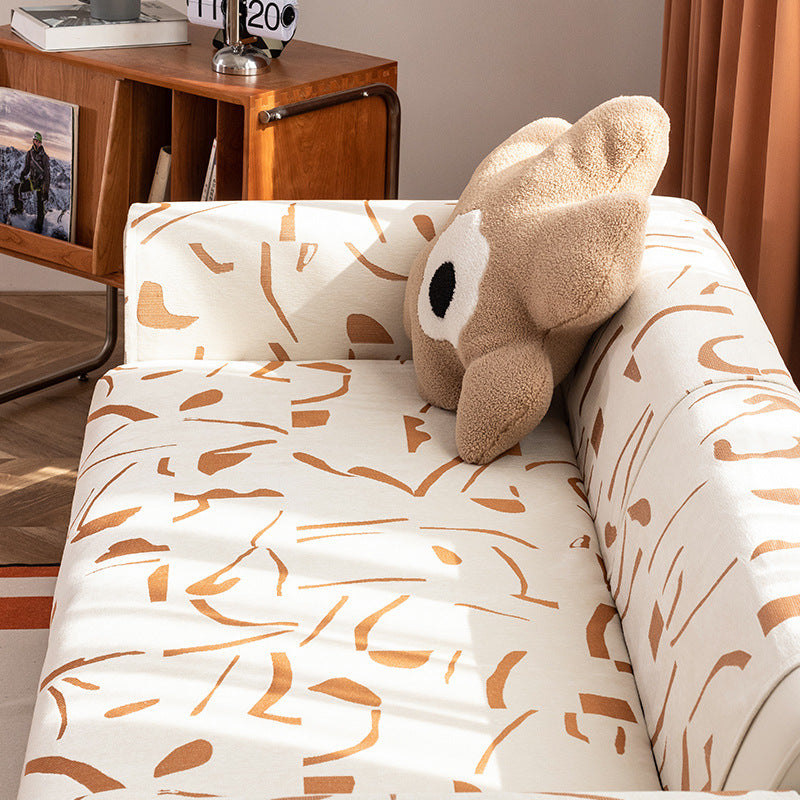 Stretch-Sofabezug mit abstraktem Allover-Print, elastischem Saum und pflegeleichtem Baumwollmix