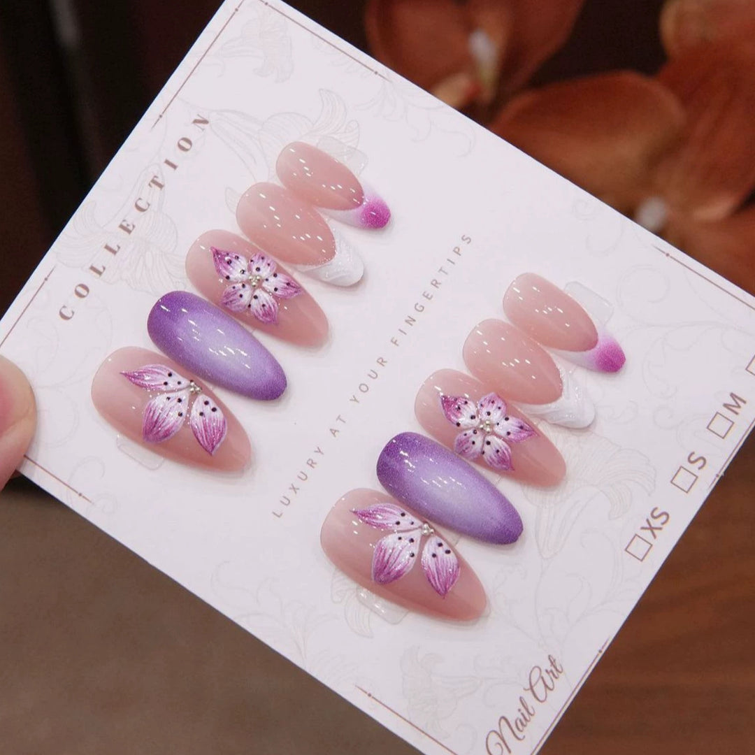 Elegantes Floral Acryl-Nagel-Set