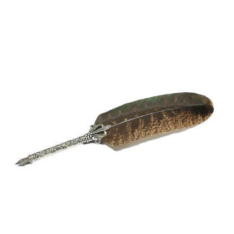 Vintage Gänsefedern mit elegantem silbernen Griff