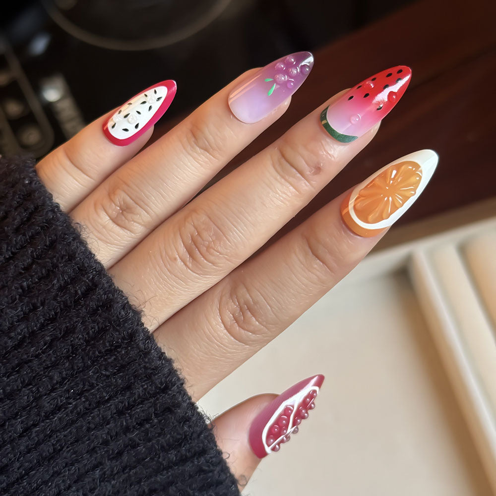 Frucht-Themen Press-On Nail Set Karnz