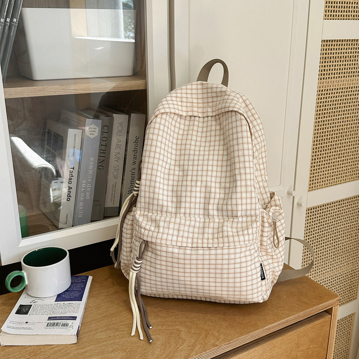 Minimalistische Karierte Zugband-Rucksack