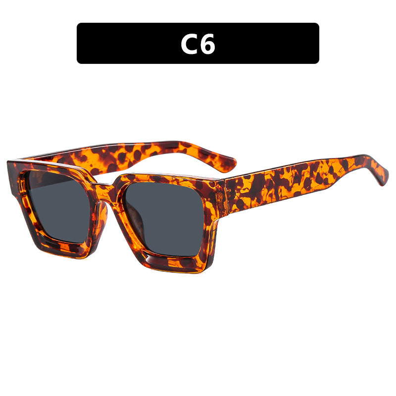Damen modische quadratische Sonnenbrille mit robustem Rahmen und gelben Gläsern Karnz