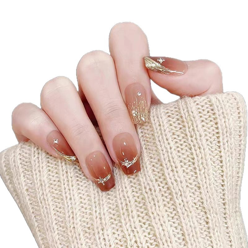 Elegante Glitzernde Press-On-Nagelkunst Karnz