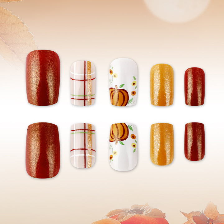 Saisonales Kürbis-Themen-Nagelkunst-Set Karnz