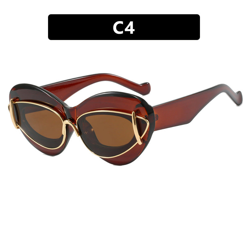 Damen extravagante Katzenaugen-Sonnenbrille Karnz