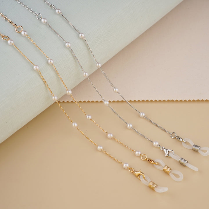 Elegante mit Perlen akzentuierte Brillenkette Karnz