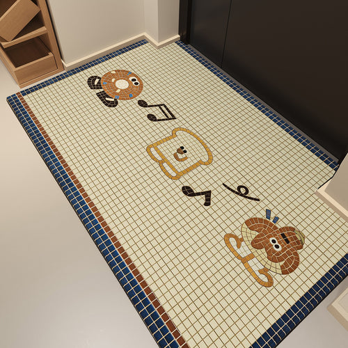 Verspielte Mosaik-Charakter-Türmatte
