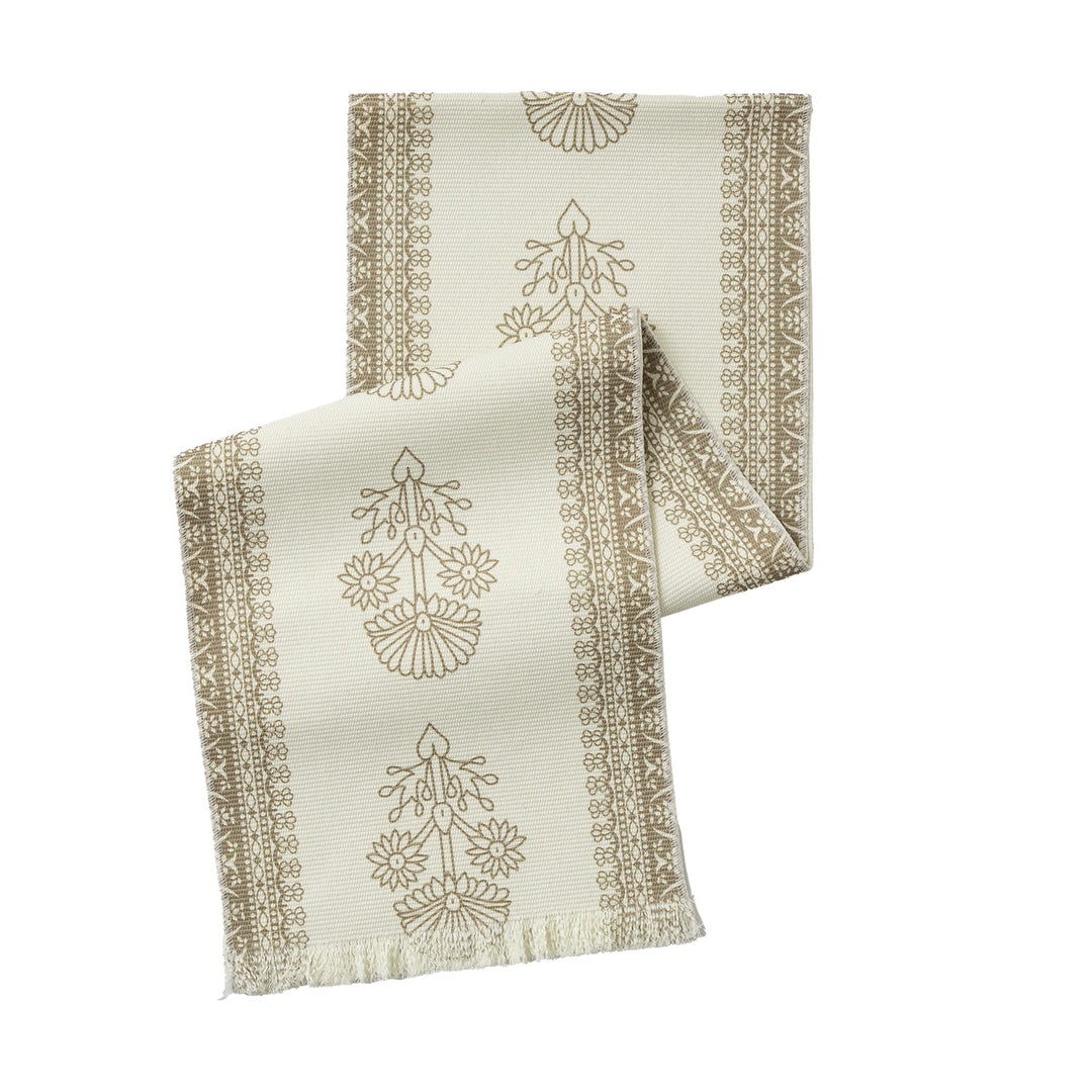 Gewebter Läufer mit vintage‑orientalischem Blumenmuster und Fransen