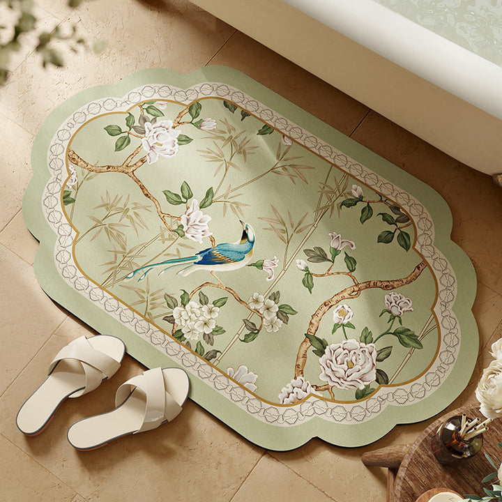 Blumenmuster Scalloped Badematte für das Badezimmer