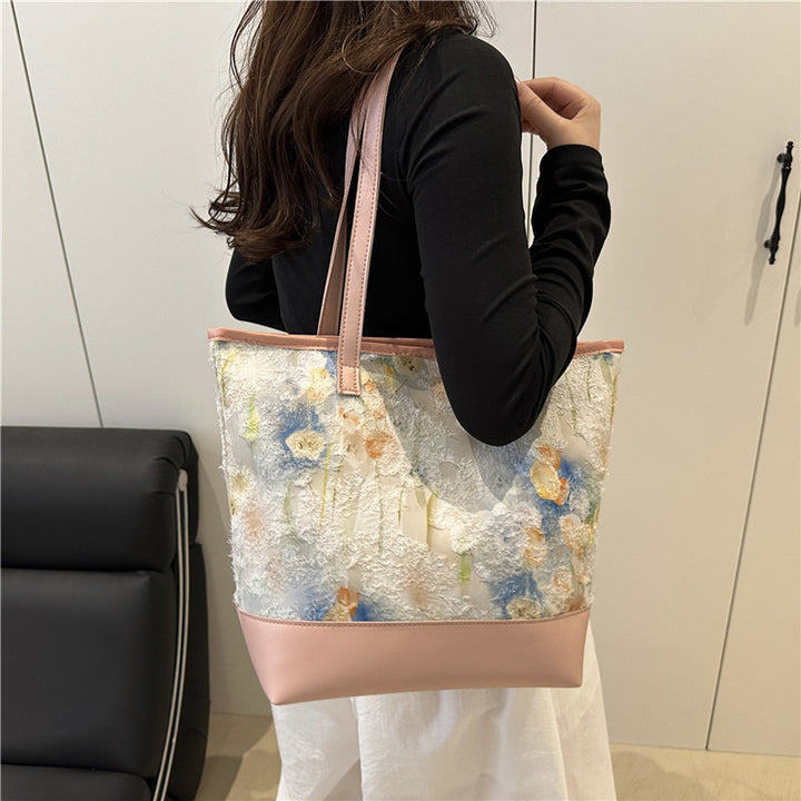 Künstlerische floral gestickte Tote-Bag Karnz