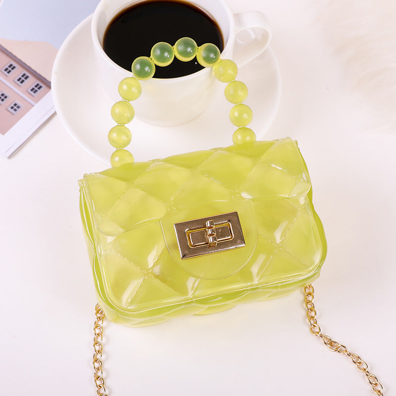 Damen modische Handtasche mit perlenbesetztem Griff Karnz