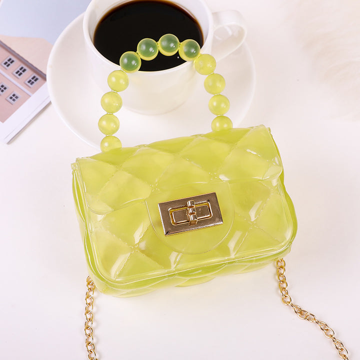 Damen modische Handtasche mit perlenbesetztem Griff Karnz