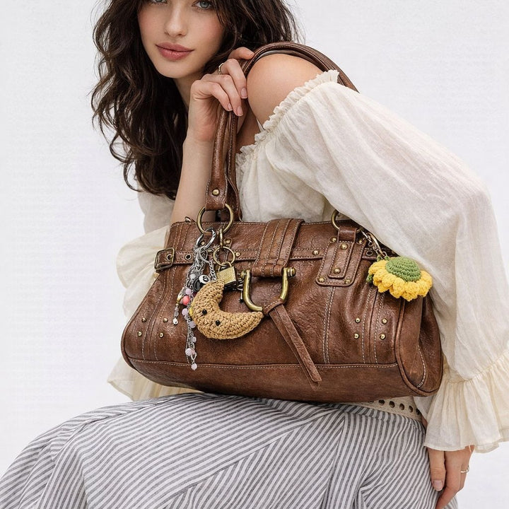 Elegante strukturierte Lederhandtasche