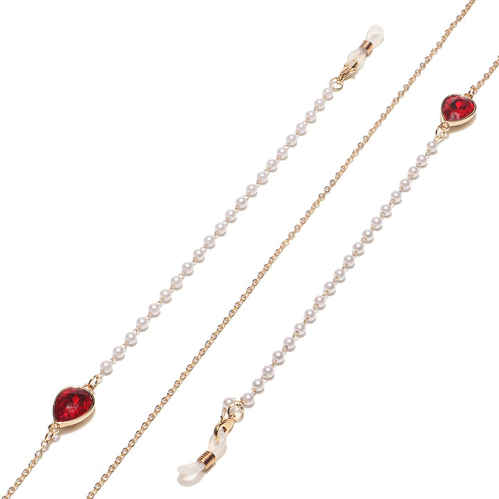 Elegante Perlen- und Kristall-Brillen Kette Karnz